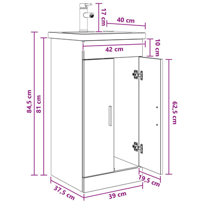 Mobile da bagno con lavabo Grigio Cemento 42 x 40 x 84,5 cm | homemem39