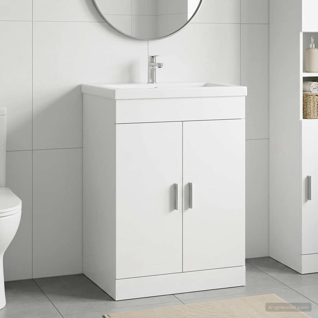 Mobiletto da Bagno Sotto Lavabo Bianco 56 x 37,5 x 81 cm | homemem39