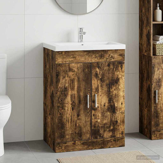 Mobiletto da Bagno Sotto Lavabo Rovere Fumo 78,5 x 37,5 x 81 cm | homemem39