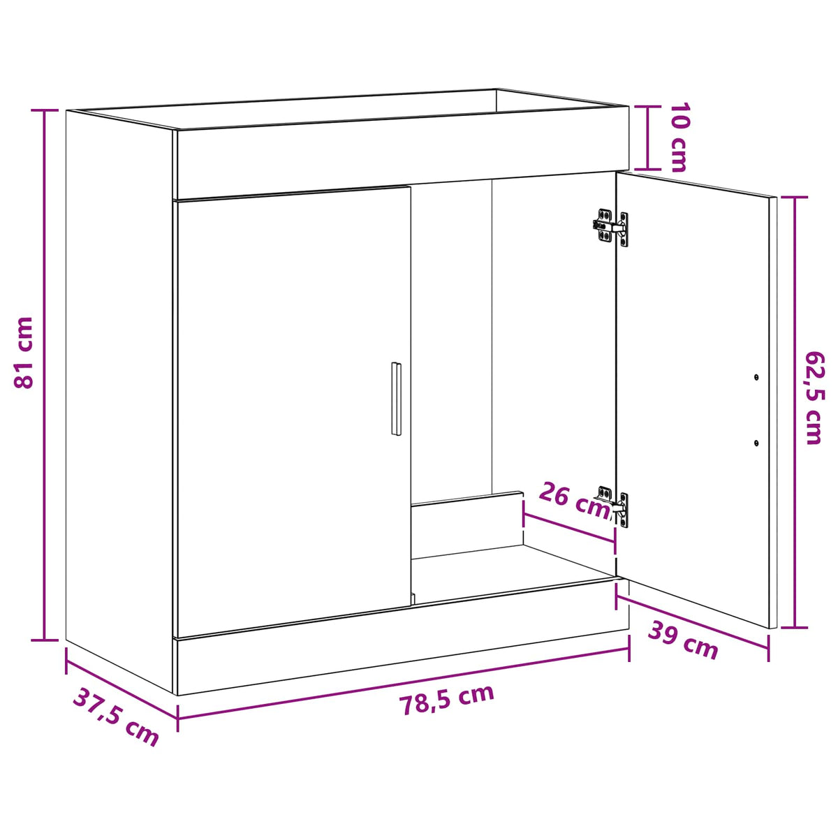 Mobiletto da Bagno Sotto Lavabo Rovere Fumo 78,5 x 37,5 x 81 cm | homemem39