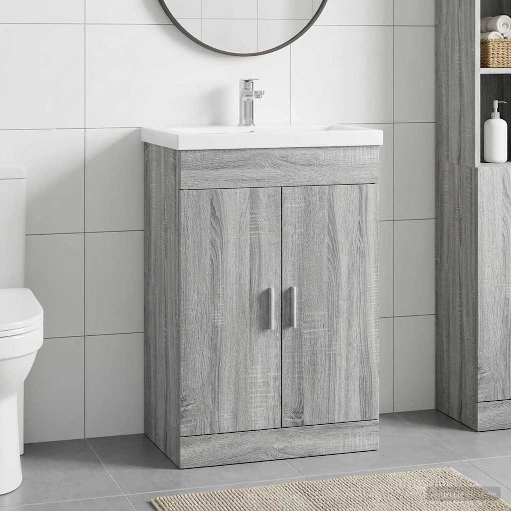 Mobiletto da Bagno Sotto Lavabo Sonoma grigio | homemem39
