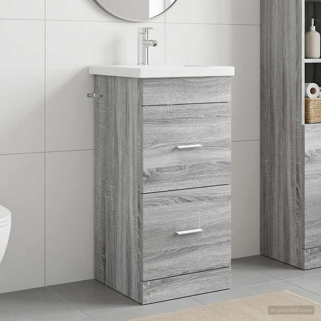 Mobile da bagno con lavabo Sonoma grigio 42 x 40 x 84,5 cm | homemem39