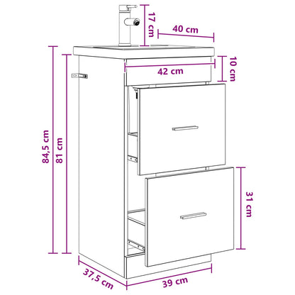 Mobile da bagno con lavabo Legno antico 42 x 40 x 84,5 cm | homemem39