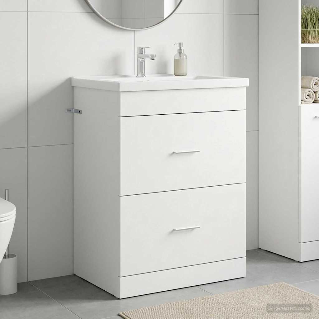 Mobiletto da Bagno Sotto Lavabo Bianco 56 x 37,5 x 81 cm | homemem39