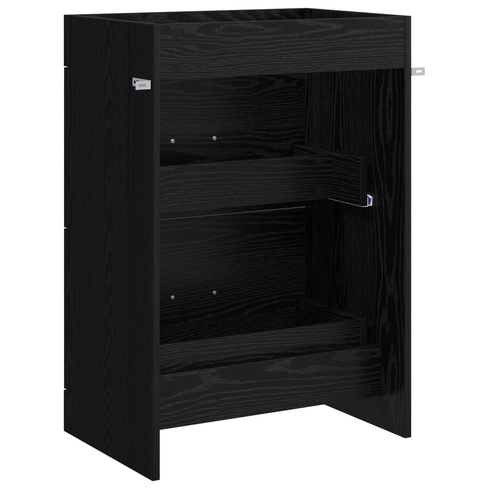 Mobiletto da Bagno Sotto Lavabo Rovere Nero 56 x 37,5 x 81 cm | homemem39