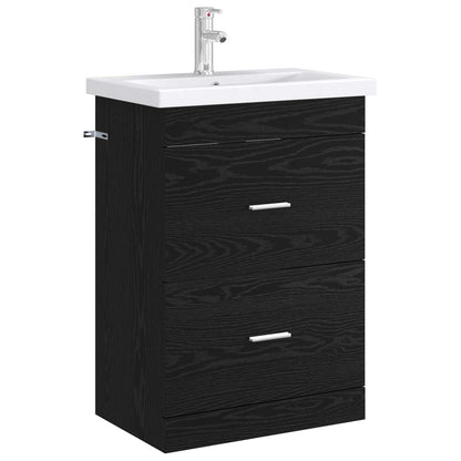 Mobiletto da Bagno Sotto Lavabo Rovere Nero 56 x 37,5 x 81 cm | homemem39