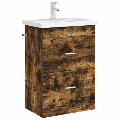 Mobiletto da Bagno Sotto Lavabo Rovere Fumo 56 x 37,5 x 81 cm | homemem39