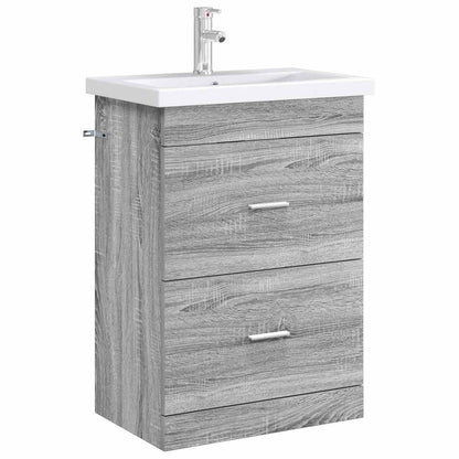Mobiletto da Bagno Sotto Lavabo Sonoma grigio 56 x 37,5 x 81 cm | homemem39