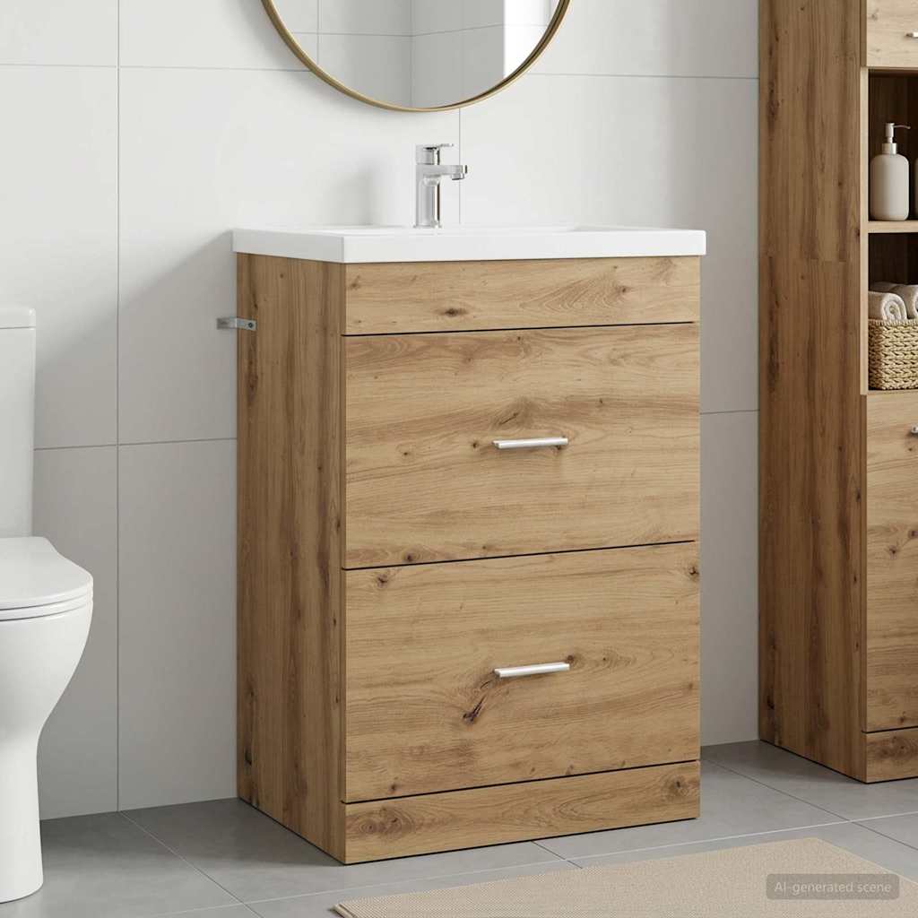 Mobiletto da Bagno Sotto Lavabo Rovere Artigianale | homemem39
