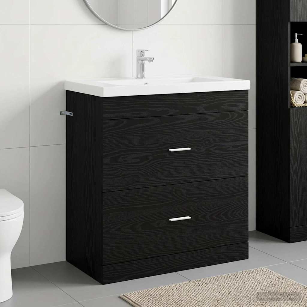 Mobiletto da Bagno Sotto Lavabo Rovere Nero 78,5 x 37,5 x 81 cm | homemem39