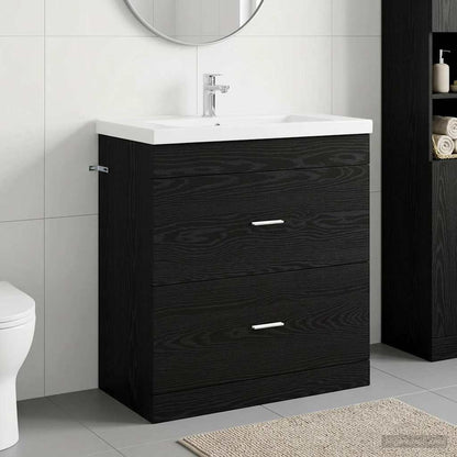 Mobiletto da Bagno Sotto Lavabo Rovere Nero 78,5 x 37,5 x 81 cm | homemem39