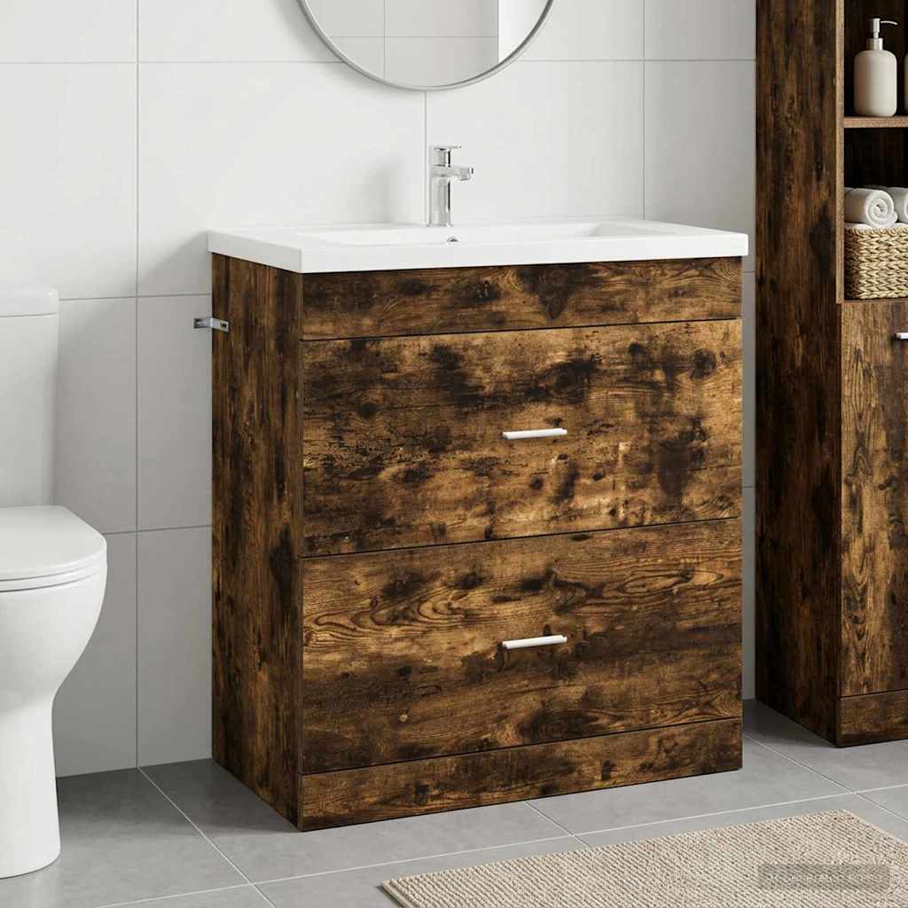 Mobiletto da Bagno Sotto Lavabo Rovere Fumo 78,5 x 37,5 x 81 cm | homemem39