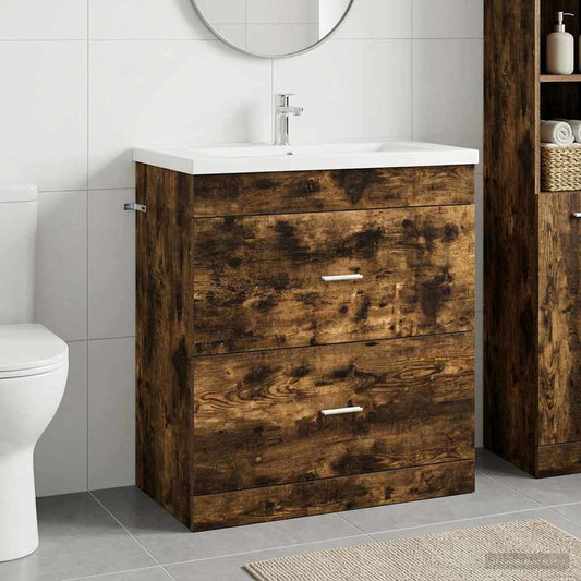 Mobiletto da Bagno Sotto Lavabo Rovere Fumo 78,5 x 37,5 x 81 cm | homemem39