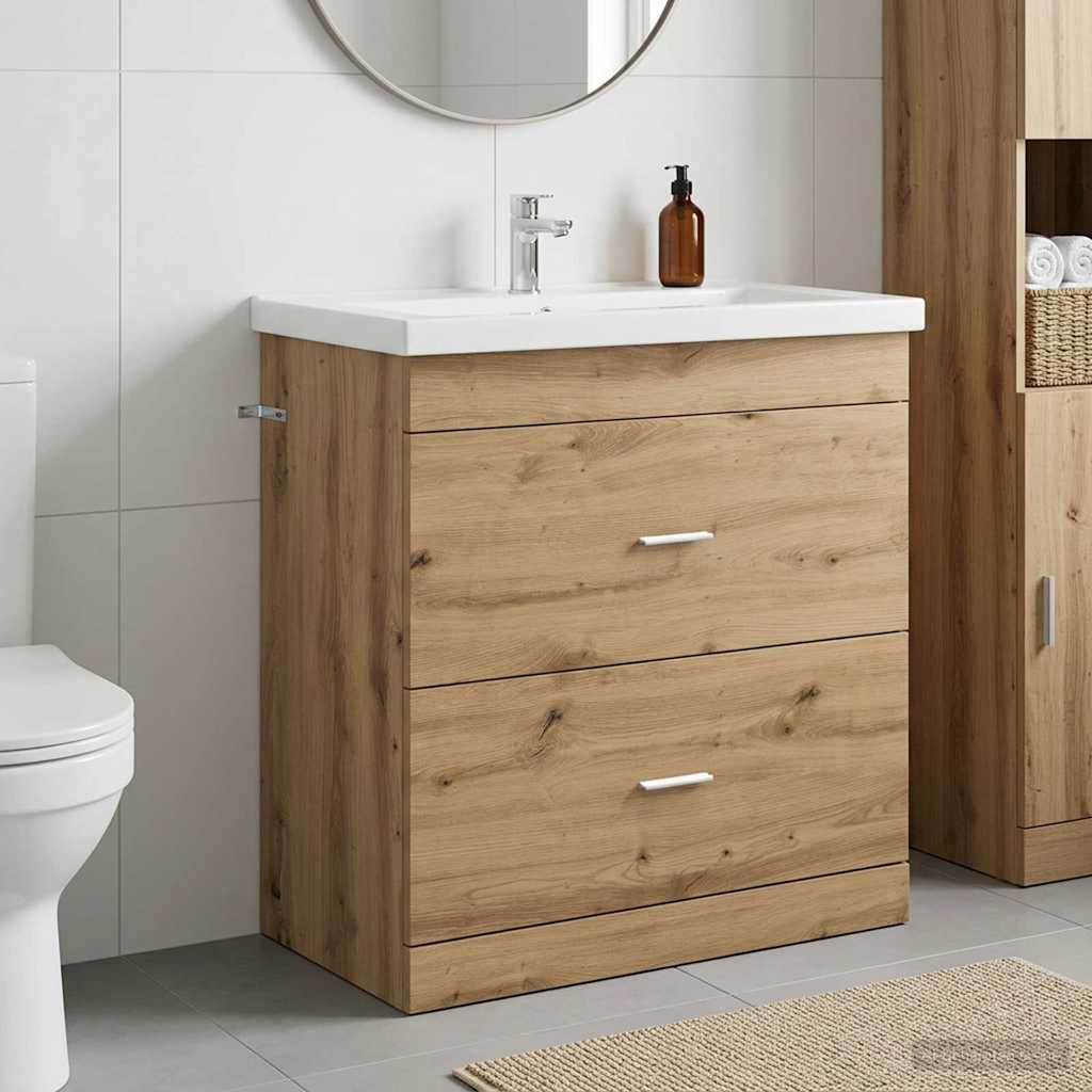 Mobiletto da Bagno Sotto Lavabo Rovere Artigianale | homemem39