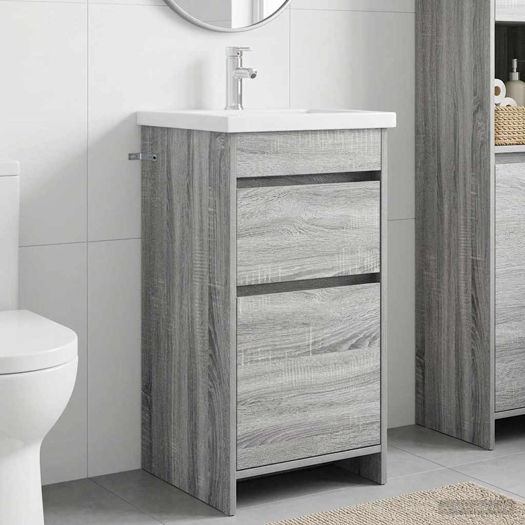 Mobile da bagno con lavabo Sonoma grigio 42 x 40 x 84,5 cm | homemem39