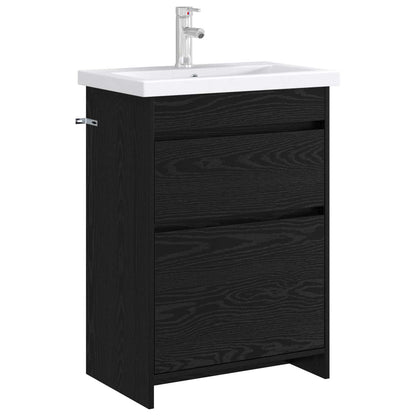 Mobiletto da Bagno Sotto Lavabo Rovere Nero 56 x 37,5 x 81 cm | homemem39