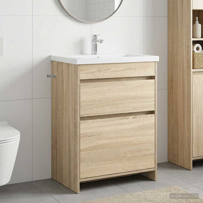 Mobiletto da Bagno Sotto Lavabo Rovere Sonoma 56 x 37,5 x 81 cm | homemem39