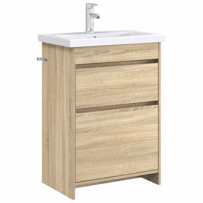 Mobiletto da Bagno Sotto Lavabo Rovere Sonoma 56 x 37,5 x 81 cm | homemem39