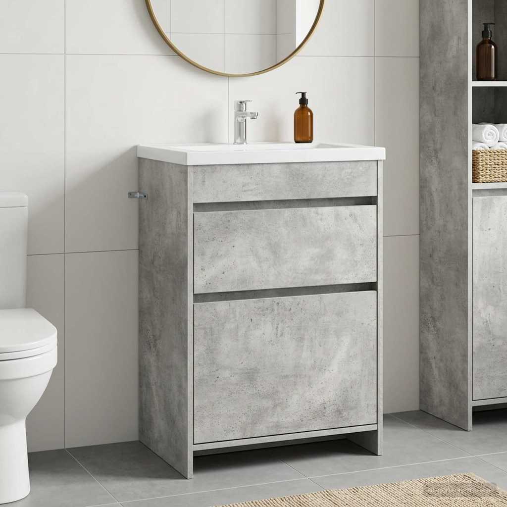 Mobiletto da Bagno Sotto Lavabo Grigio Cemento