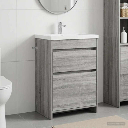 Mobiletto da Bagno Sotto Lavabo Sonoma grigio 56 x 37,5 x 81 cm | homemem39