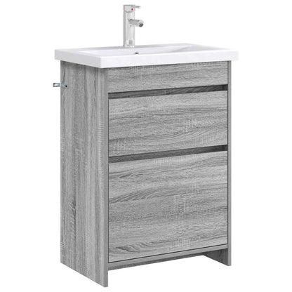 Mobiletto da Bagno Sotto Lavabo Sonoma grigio 56 x 37,5 x 81 cm | homemem39