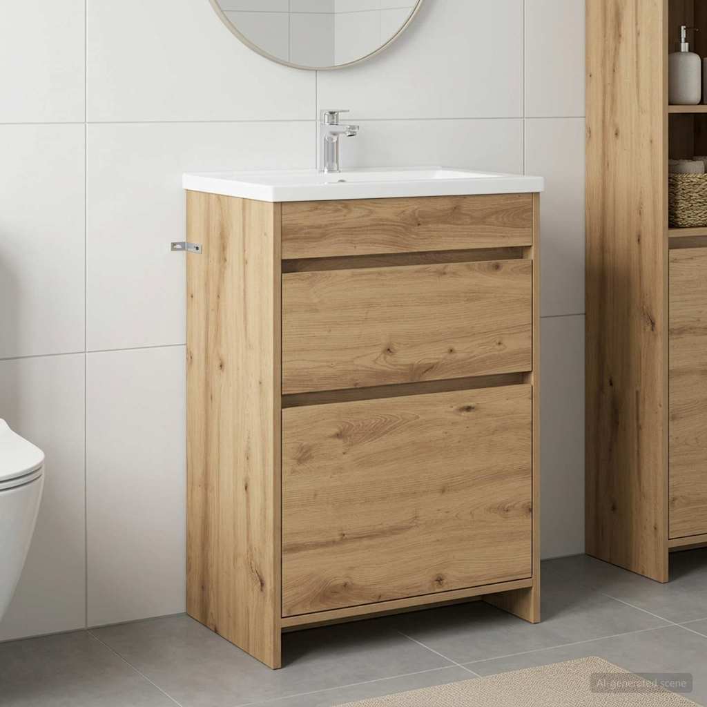 Mobiletto da Bagno Sotto Lavabo Rovere Artigianale | homemem39