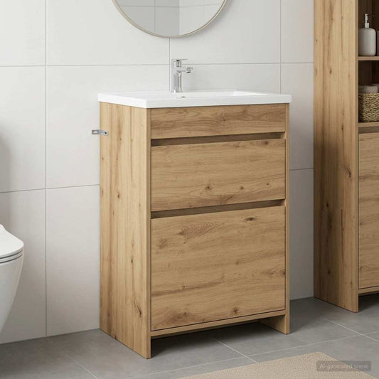Mobiletto da Bagno Sotto Lavabo Rovere Artigianale | homemem39