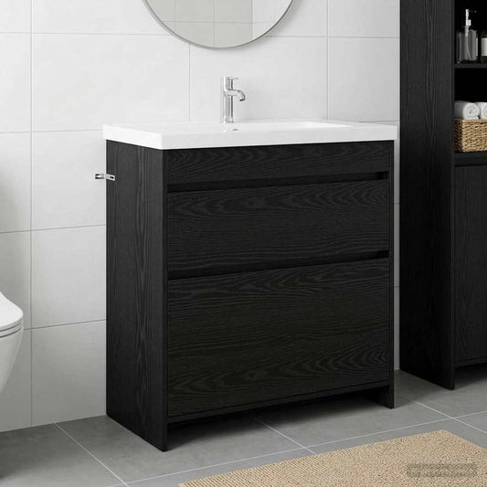 Mobiletto da Bagno Sotto Lavabo Rovere Nero 78,5 x 37,5 x 81 cm | homemem39