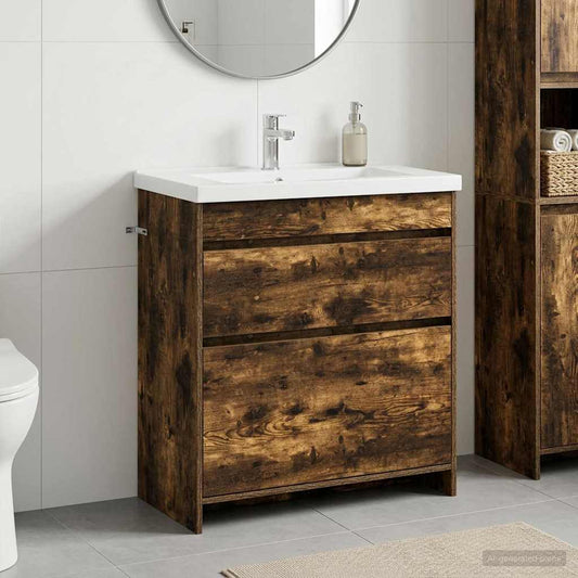 Mobiletto da Bagno Sotto Lavabo Rovere Fumo 78,5 x 37,5 x 81 cm | homemem39