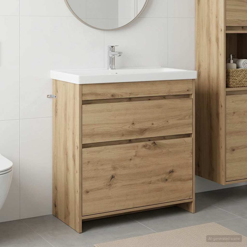 Mobiletto da Bagno Sotto Lavabo Rovere Artigianale | homemem39
