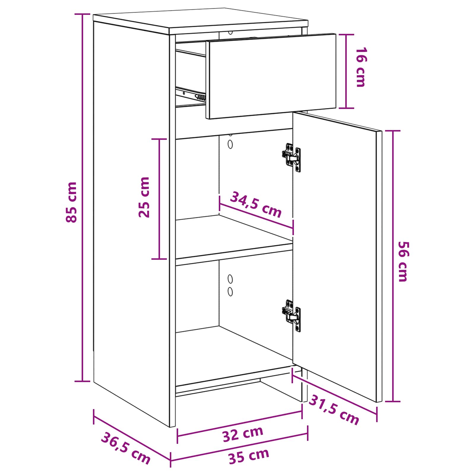 Mobile da Bagno Sonoma grigio 35 x 36,5 x 85 cm | homemem39