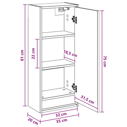 Mobile lavabo da parete Rovere Nero 35 x 20 x 81 cm | homemem39