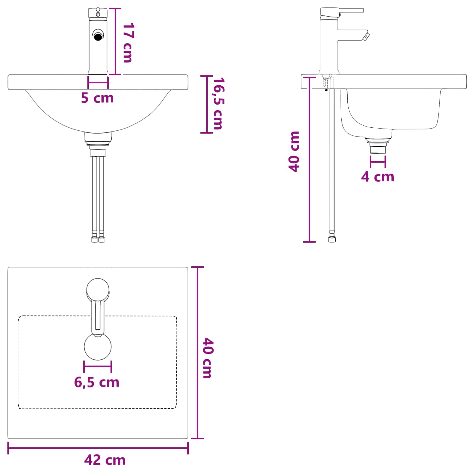 Mobile da bagno con lavabo Grigio Cemento 42 x 40 x 84,5 cm | homemem39