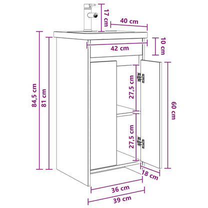 Mobile da bagno con lavabo Legno antico 42 x 40 x 84,5 cm | homemem39