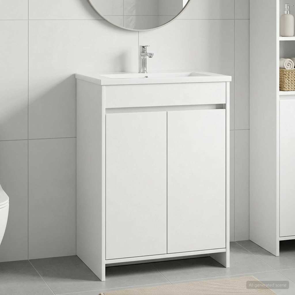 Mobiletto da Bagno Sotto Lavabo Bianco 56 x 37,5 x 81 cm | homemem39