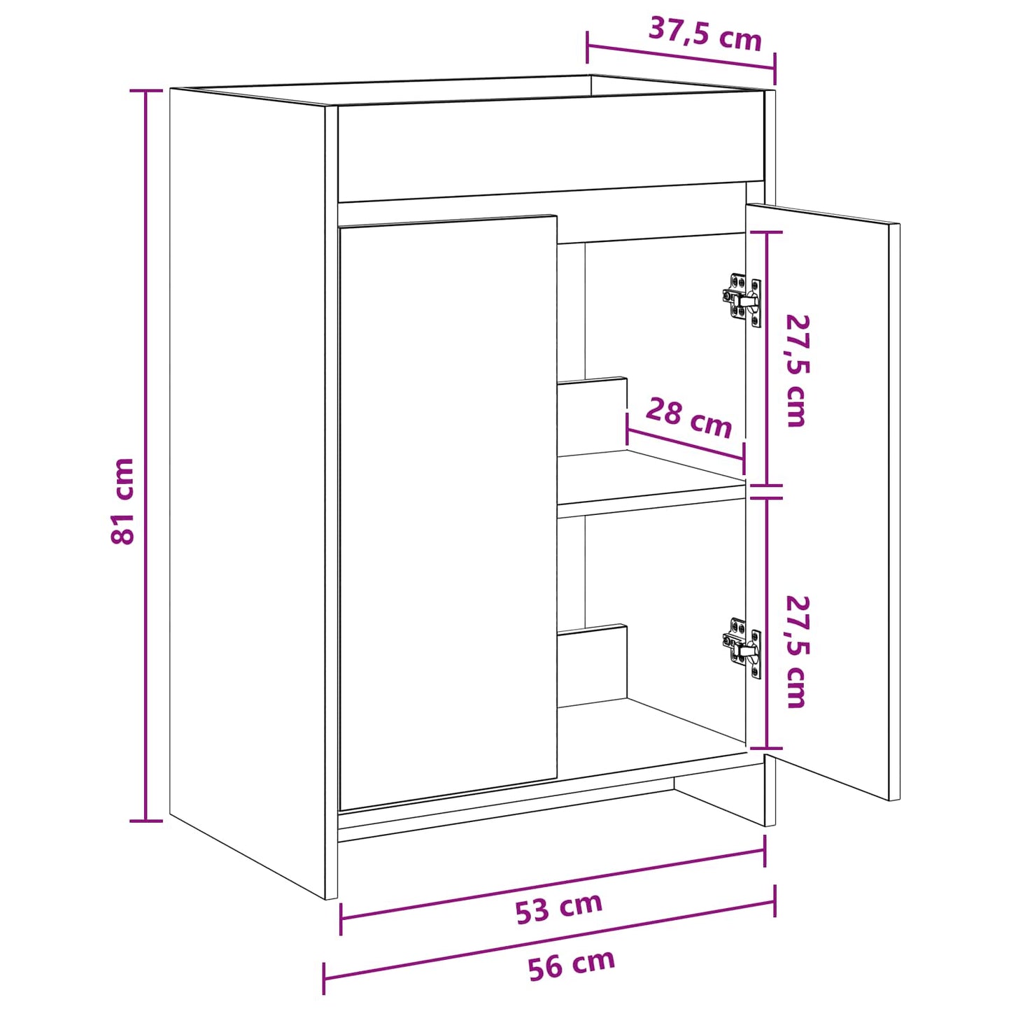 Mobiletto da Bagno Sotto Lavabo Bianco 56 x 37,5 x 81 cm | homemem39
