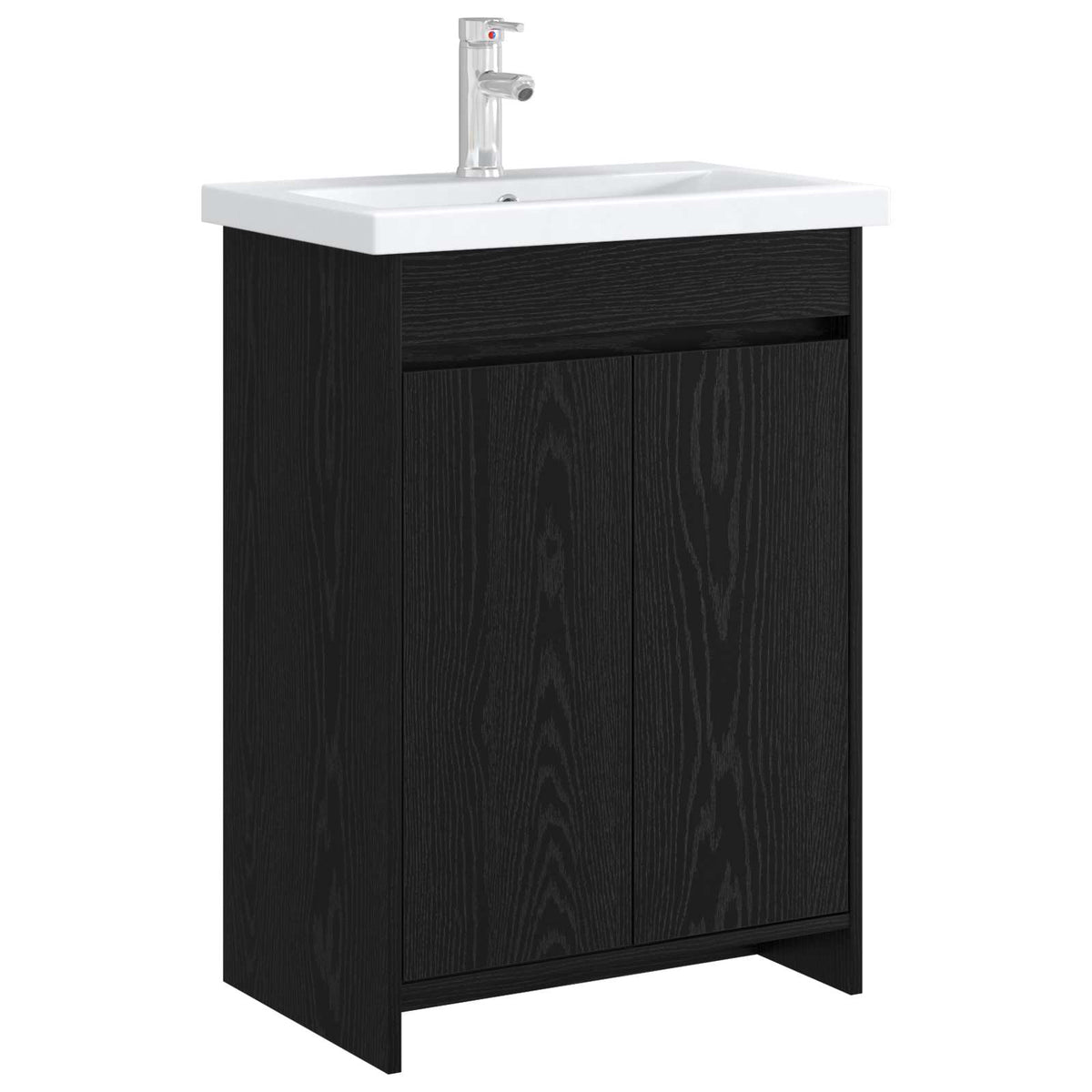 Mobiletto da Bagno Sotto Lavabo Rovere Nero 56 x 37,5 x 81 cm