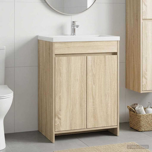 Mobiletto da Bagno Sotto Lavabo Rovere Sonoma 56 x 37,5 x 81 cm | homemem39