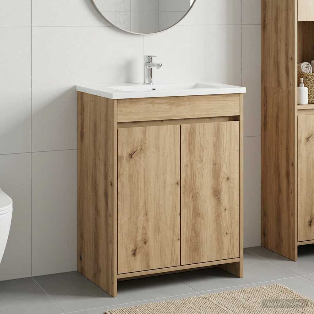 Mobiletto da Bagno Sotto Lavabo Rovere Artigianale | homemem39