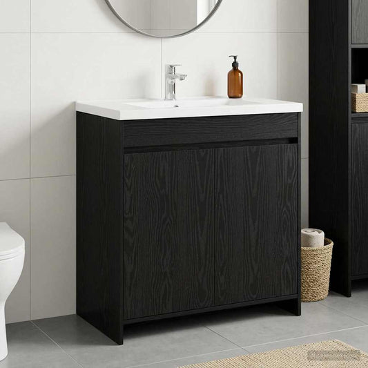 Mobiletto da Bagno Sotto Lavabo Rovere Nero 78,5 x 37,5 x 81 cm | homemem39
