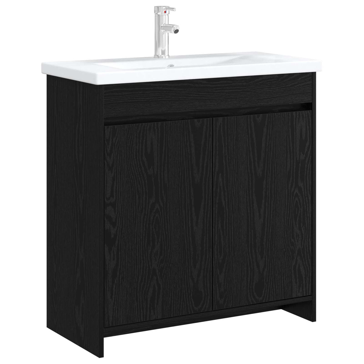 Mobiletto da Bagno Sotto Lavabo Rovere Nero 78,5 x 37,5 x 81 cm