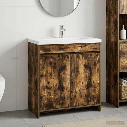 Mobiletto da Bagno Sotto Lavabo Rovere Fumo 78,5 x 37,5 x 81 cm | homemem39
