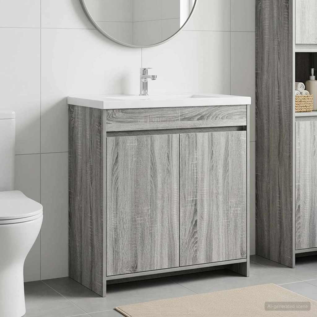 Mobiletto da Bagno Sotto Lavabo Sonoma grigio | homemem39