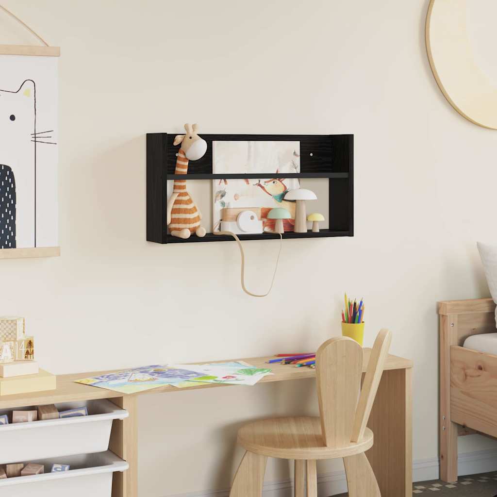 Scaffale per riviste Rovere Nero 60 x 12 x 30 cm