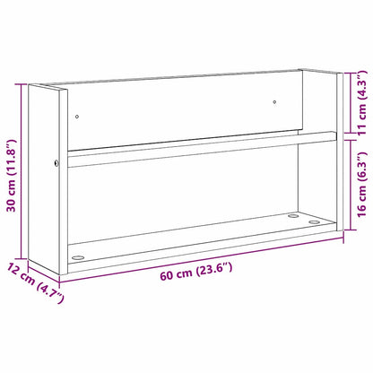 Scaffale per riviste Rovere Nero 60 x 12 x 30 cm | homemem39