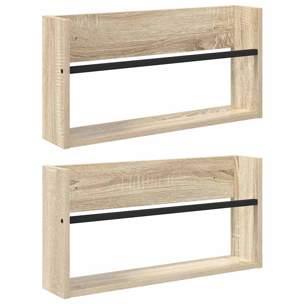 Scaffale per riviste 2 pcs Rovere Sonoma 60 x 12 x 30 cm | homemem39