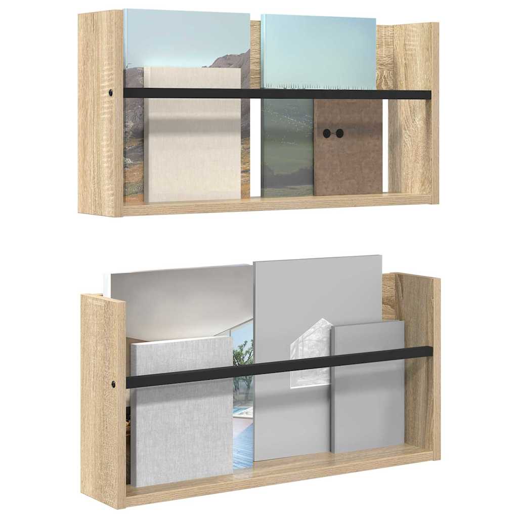 Scaffale per riviste 2 pcs Rovere Sonoma 60 x 12 x 30 cm | homemem39