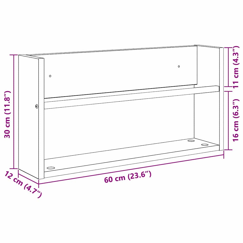 Scaffale per riviste Grigio Sonoma 60 x 12 x 30 cm | homemem39