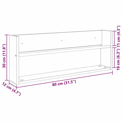 Scaffale per riviste Rovere fumé 80 x 12 x 30 cm | homemem39