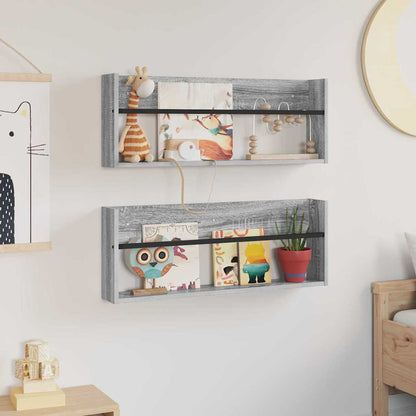 Scaffale per riviste 2 pcs Grigio Sonoma 80 x 12 x 30 cm